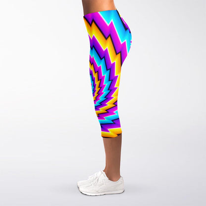 Twisted Spiral Moving Optical Illusion Women's Capri Leggings
