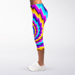 Twisted Spiral Moving Optical Illusion Women's Capri Leggings