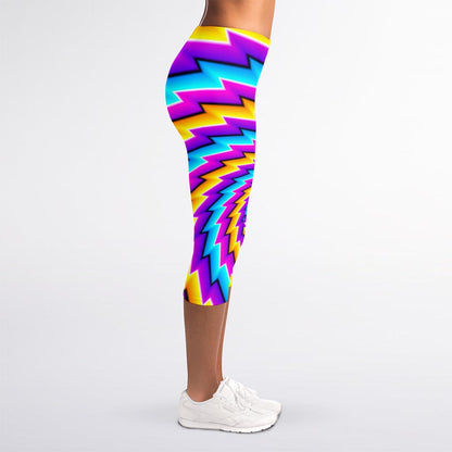 Twisted Spiral Moving Optical Illusion Women's Capri Leggings