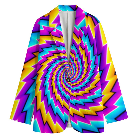 Twisted Spiral Moving Optical Illusion Women's Cotton Blazer