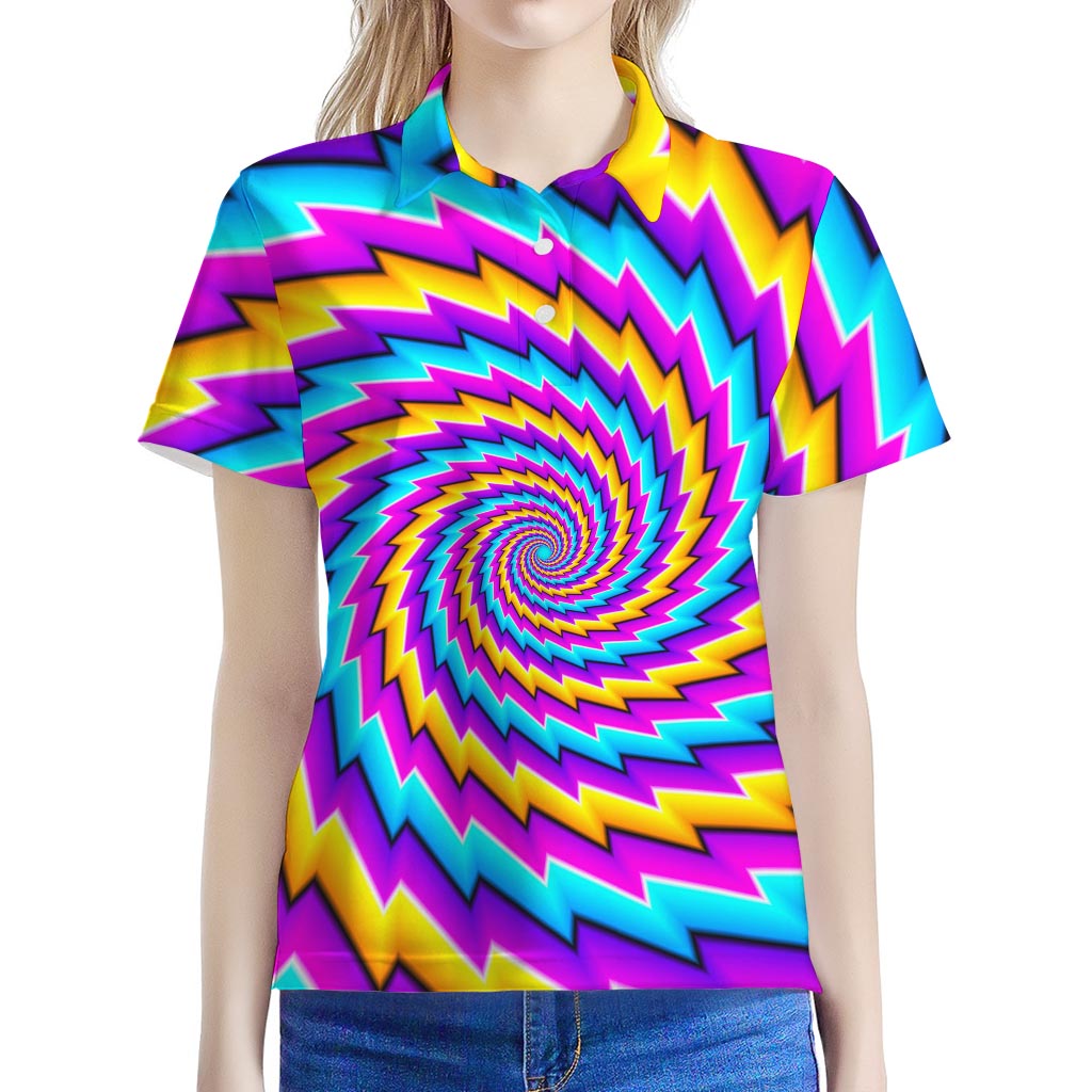 Twisted Spiral Moving Optical Illusion Women's Polo Shirt