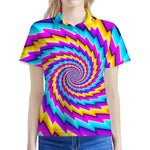 Twisted Spiral Moving Optical Illusion Women's Polo Shirt