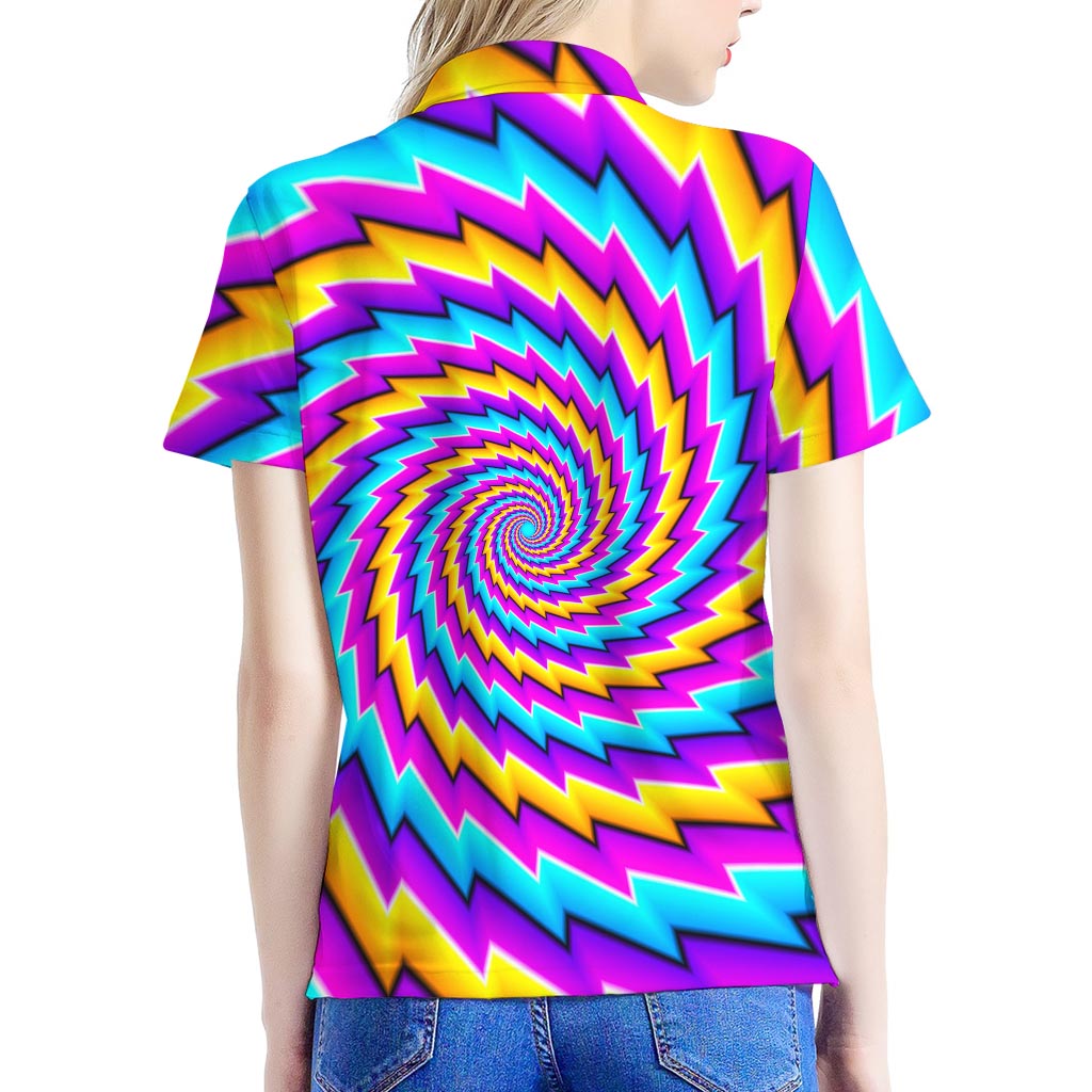 Twisted Spiral Moving Optical Illusion Women's Polo Shirt