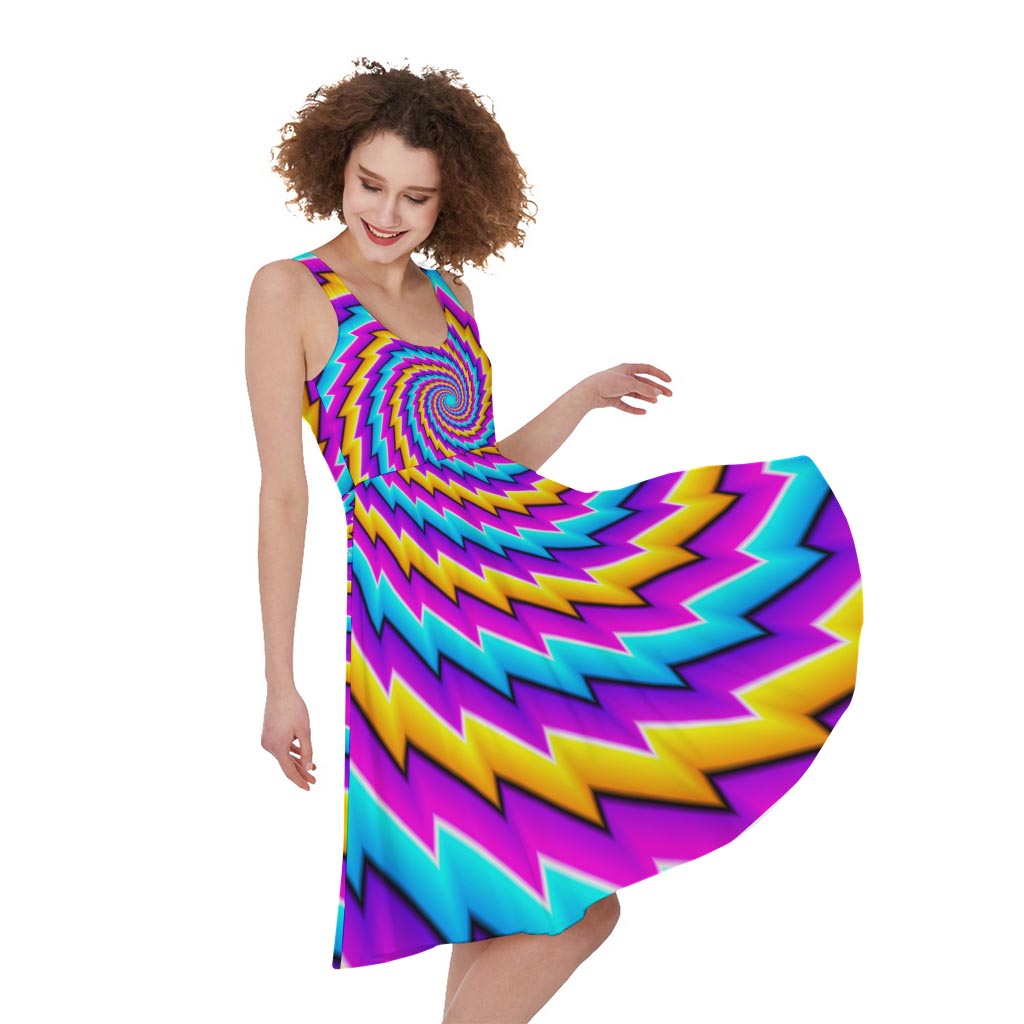 Twisted Spiral Moving Optical Illusion Women's Sleeveless Dress