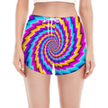 Twisted Spiral Moving Optical Illusion Women's Split Running Shorts