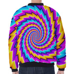 Twisted Spiral Moving Optical Illusion Zip Sleeve Bomber Jacket