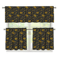 Tyrannosaurus Dino Fossil Pattern Print 3 Piece Kitchen Curtains