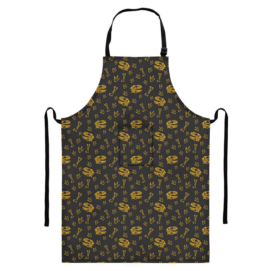 Tyrannosaurus Dino Fossil Pattern Print Bib Apron With Pocket