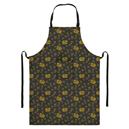 Tyrannosaurus Dino Fossil Pattern Print Bib Apron With Pocket