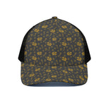 Tyrannosaurus Dino Fossil Pattern Print Black Mesh Trucker Cap
