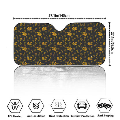 Tyrannosaurus Dino Fossil Pattern Print Car Windshield Sun Shade