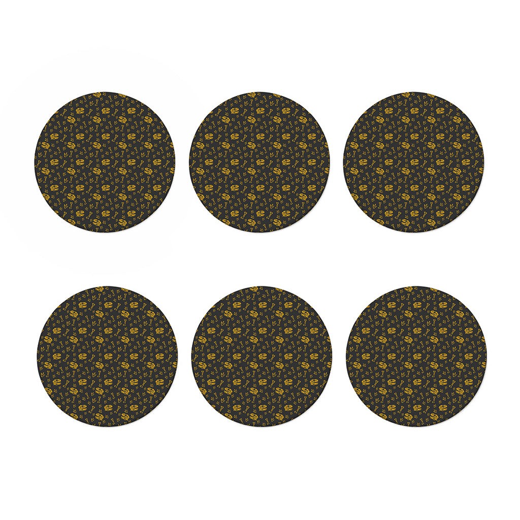 Tyrannosaurus Dino Fossil Pattern Print Coaster Set