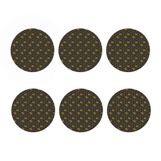 Tyrannosaurus Dino Fossil Pattern Print Coaster Set