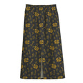 Tyrannosaurus Dino Fossil Pattern Print Cotton Front Slit Maxi Skirt