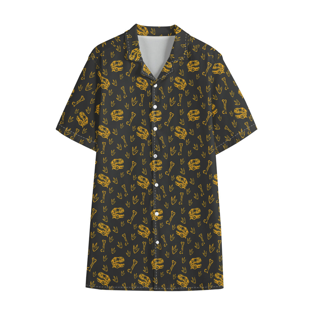 Tyrannosaurus Dino Fossil Pattern Print Cotton Hawaiian Shirt