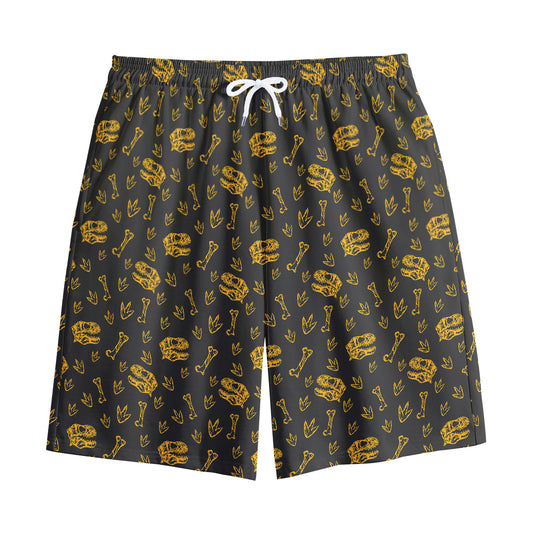 Tyrannosaurus Dino Fossil Pattern Print Cotton Shorts