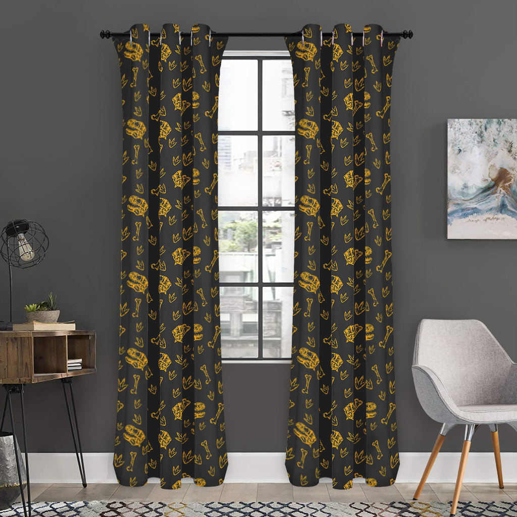 Tyrannosaurus Dino Fossil Pattern Print Curtain