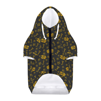 Tyrannosaurus Dino Fossil Pattern Print Dog Zip Up Hoodie