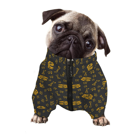 Tyrannosaurus Dino Fossil Pattern Print Dog Zip Up Jacket