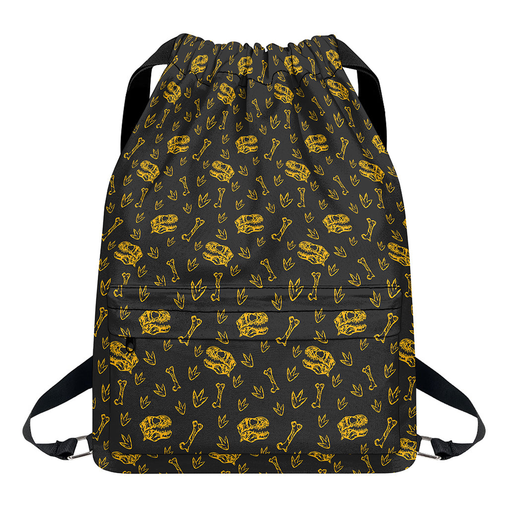 Tyrannosaurus Dino Fossil Pattern Print Drawstring Backpack