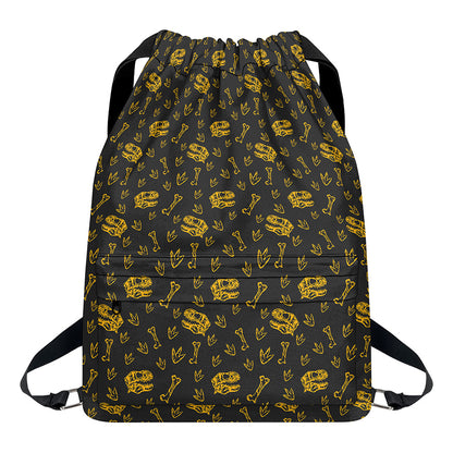Tyrannosaurus Dino Fossil Pattern Print Drawstring Backpack