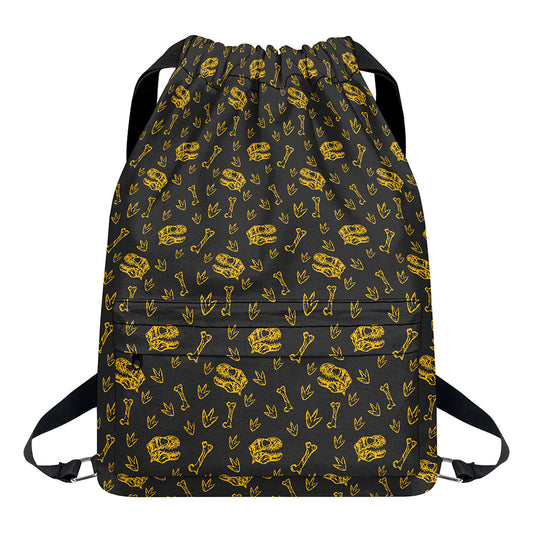 Tyrannosaurus Dino Fossil Pattern Print Drawstring Backpack