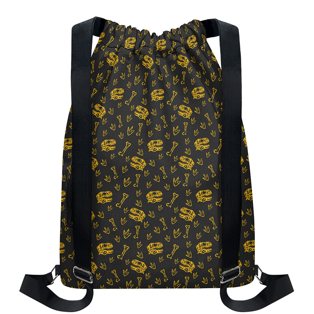 Tyrannosaurus Dino Fossil Pattern Print Drawstring Backpack
