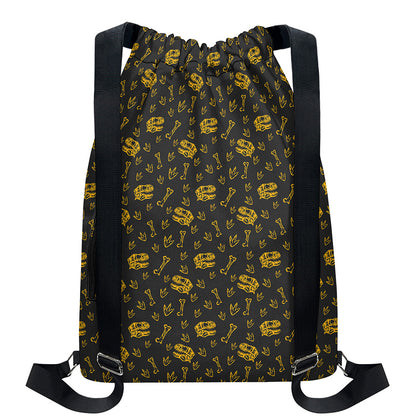 Tyrannosaurus Dino Fossil Pattern Print Drawstring Backpack