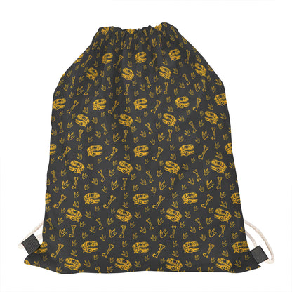 Tyrannosaurus Dino Fossil Pattern Print Drawstring Bag