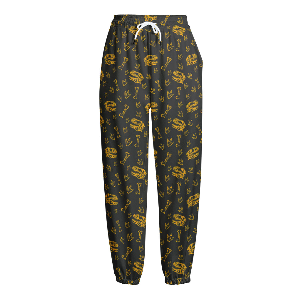 Tyrannosaurus Dino Fossil Pattern Print Fleece Lined Knit Pants
