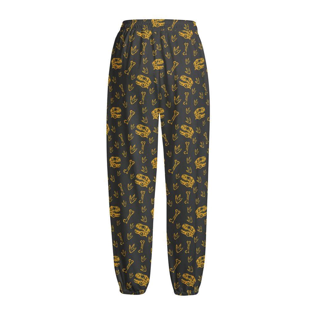 Tyrannosaurus Dino Fossil Pattern Print Fleece Lined Knit Pants