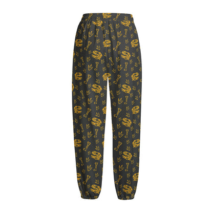 Tyrannosaurus Dino Fossil Pattern Print Fleece Lined Knit Pants