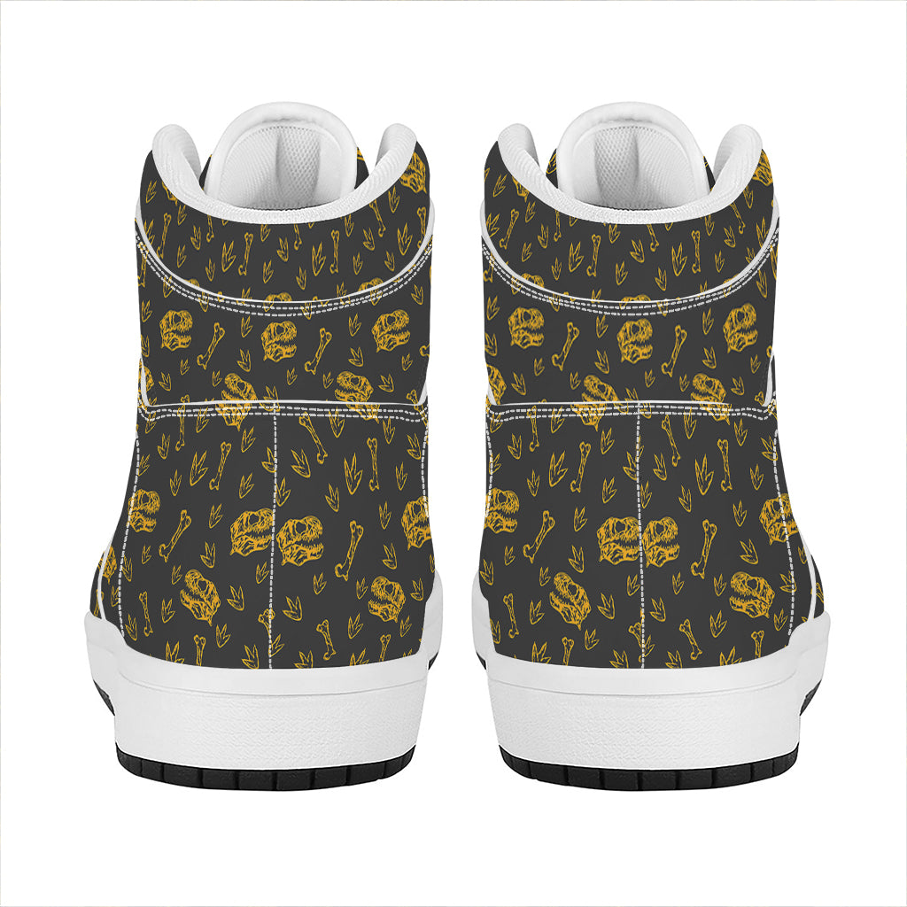 Tyrannosaurus Dino Fossil Pattern Print High Top Leather Sneakers