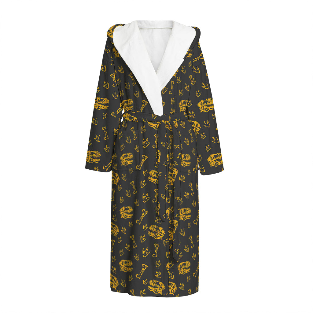 Tyrannosaurus Dino Fossil Pattern Print Hooded Bathrobe