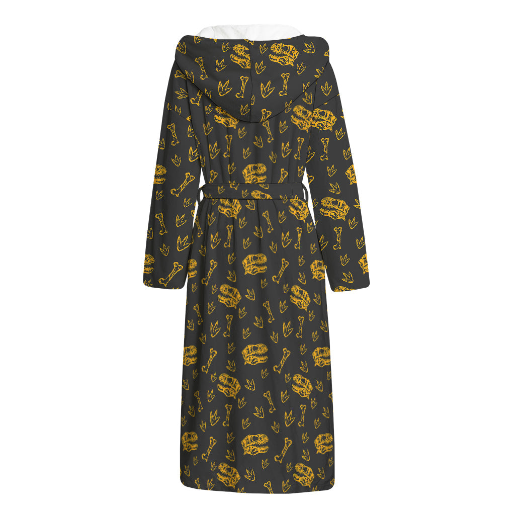 Tyrannosaurus Dino Fossil Pattern Print Hooded Bathrobe