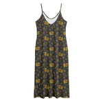 Tyrannosaurus Dino Fossil Pattern Print Jersey Midi Cami Dress