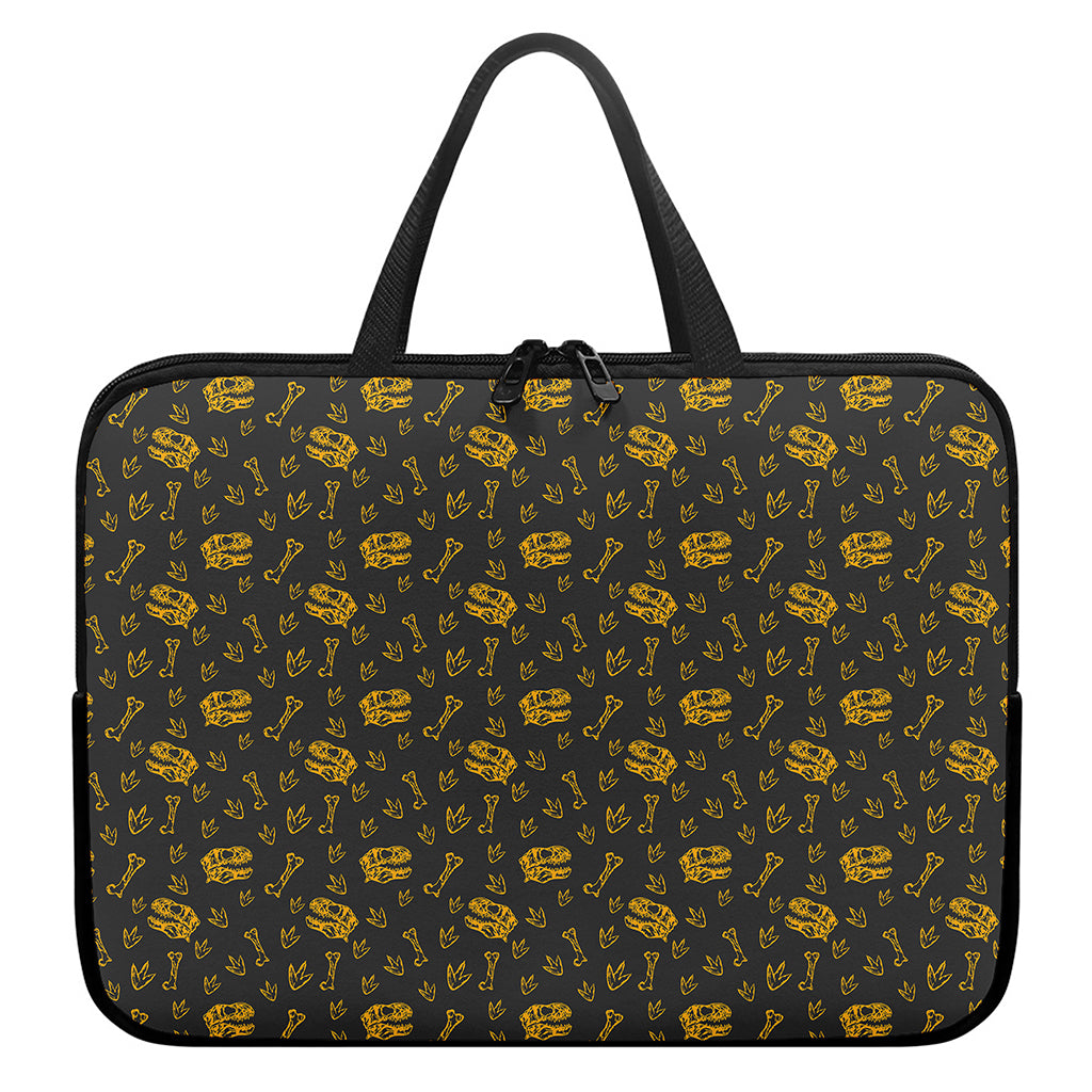 Tyrannosaurus Dino Fossil Pattern Print Laptop Sleeve With Handle