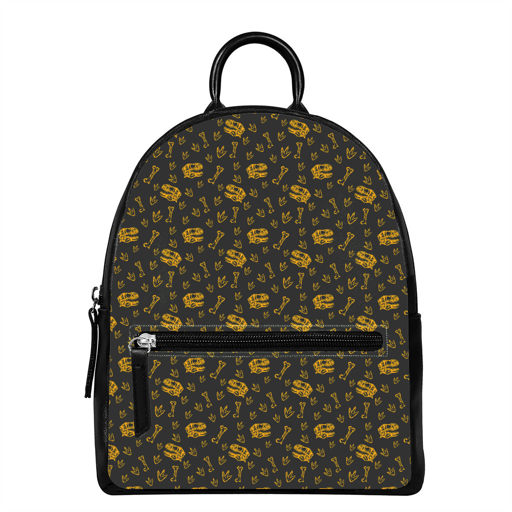 Tyrannosaurus Dino Fossil Pattern Print Leather Backpack