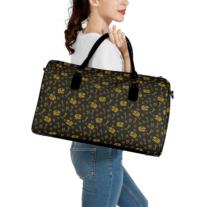 Tyrannosaurus Dino Fossil Pattern Print Leather Duffle Bag
