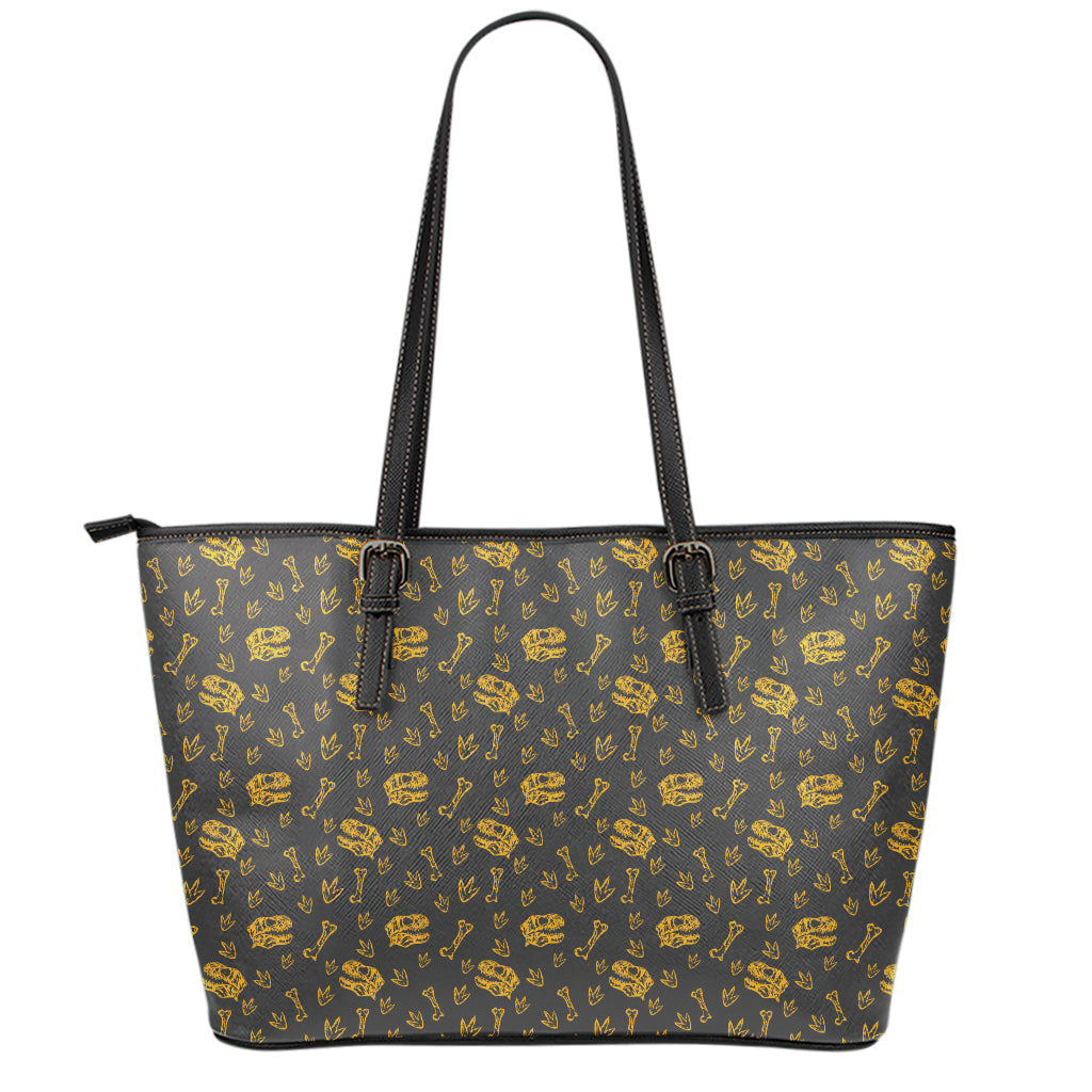 Tyrannosaurus Dino Fossil Pattern Print Leather Tote Bag