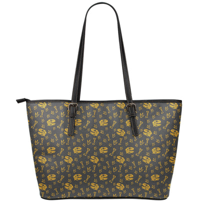 Tyrannosaurus Dino Fossil Pattern Print Leather Tote Bag