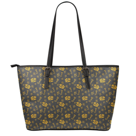 Tyrannosaurus Dino Fossil Pattern Print Leather Tote Bag