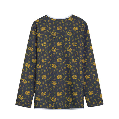 Tyrannosaurus Dino Fossil Pattern Print Long Sleeve Short Coat