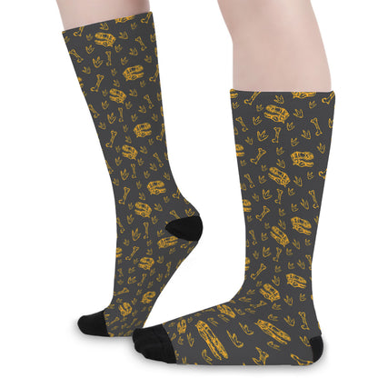 Tyrannosaurus Dino Fossil Pattern Print Long Socks