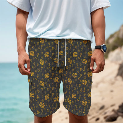 Tyrannosaurus Dino Fossil Pattern Print Men's Cargo Shorts