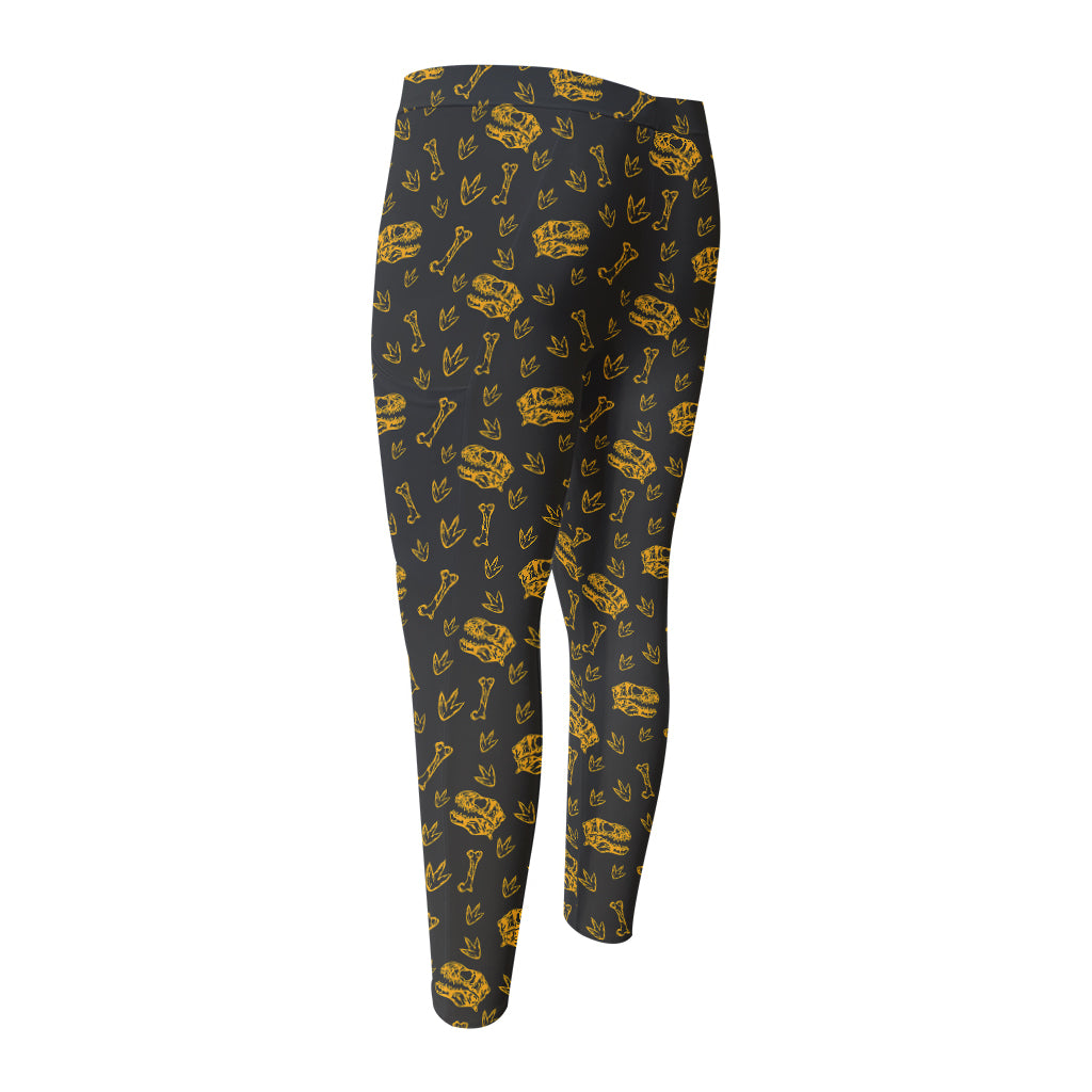 Tyrannosaurus Dino Fossil Pattern Print Men's Compression Pants