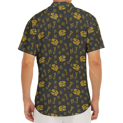 Tyrannosaurus Dino Fossil Pattern Print Men's Deep V-Neck Shirt