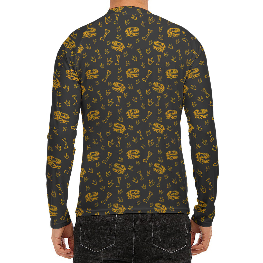 Tyrannosaurus Dino Fossil Pattern Print Men's Long Sleeve Rash Guard
