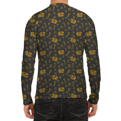 Tyrannosaurus Dino Fossil Pattern Print Men's Long Sleeve Rash Guard