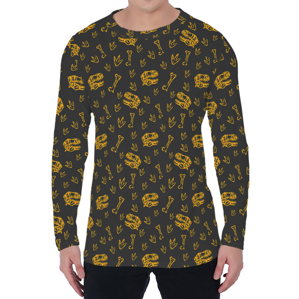 Tyrannosaurus Dino Fossil Pattern Print Men's Long Sleeve T-Shirt